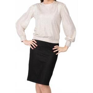 NEW KMW puff sleeve top in champagne